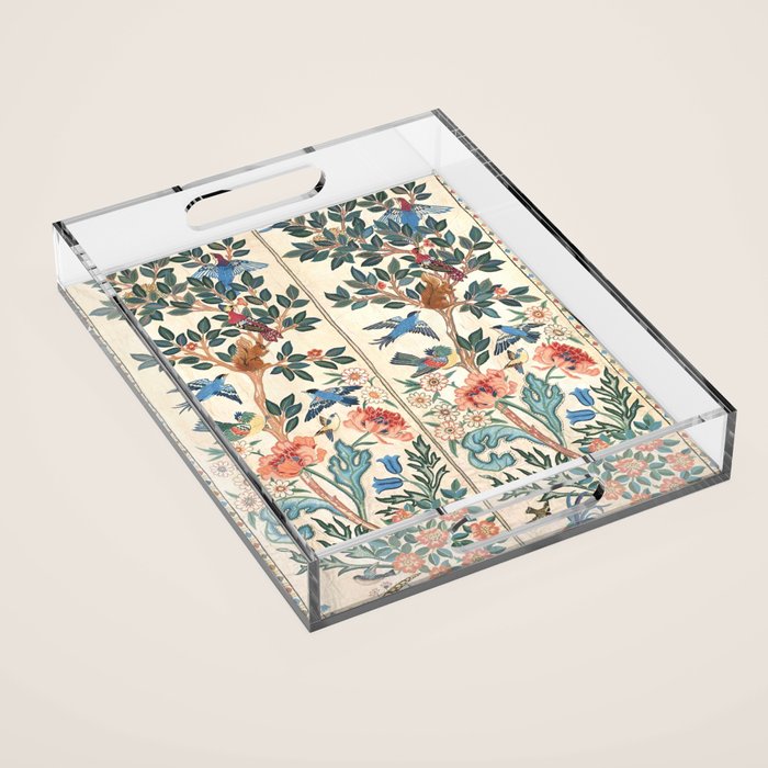 William Morris & May Morris Antique Chinoiserie Floral Acrylic Tray Gallery Image 1