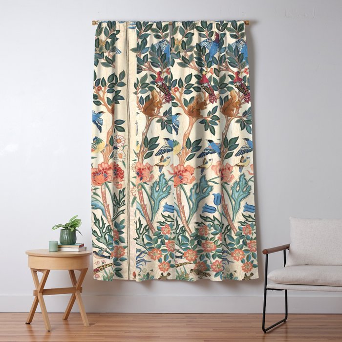 William Morris & May Morris Antique Chinoiserie Floral Window Curtain Gallery Image 5