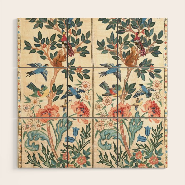 William Morris & May Morris Antique Chinoiserie Floral Wood Wall Art Gallery Image 1