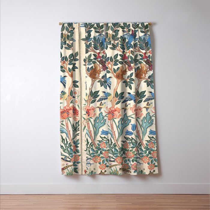 William Morris & May Morris Antique Chinoiserie Floral Window Curtain Gallery Image 3