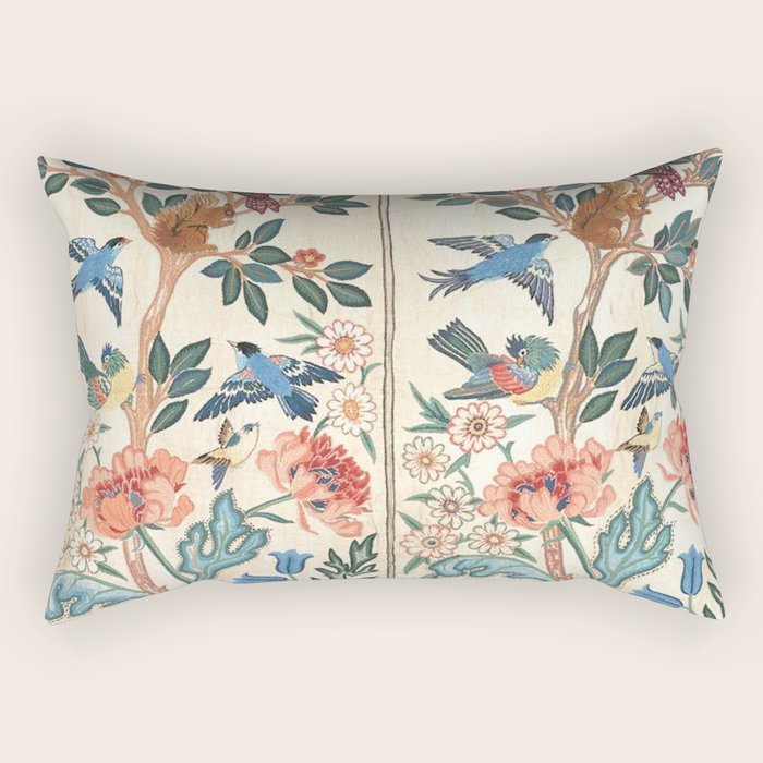 William Morris & May Morris Antique Chinoiserie Floral Rectangular Pillow Gallery Image 1