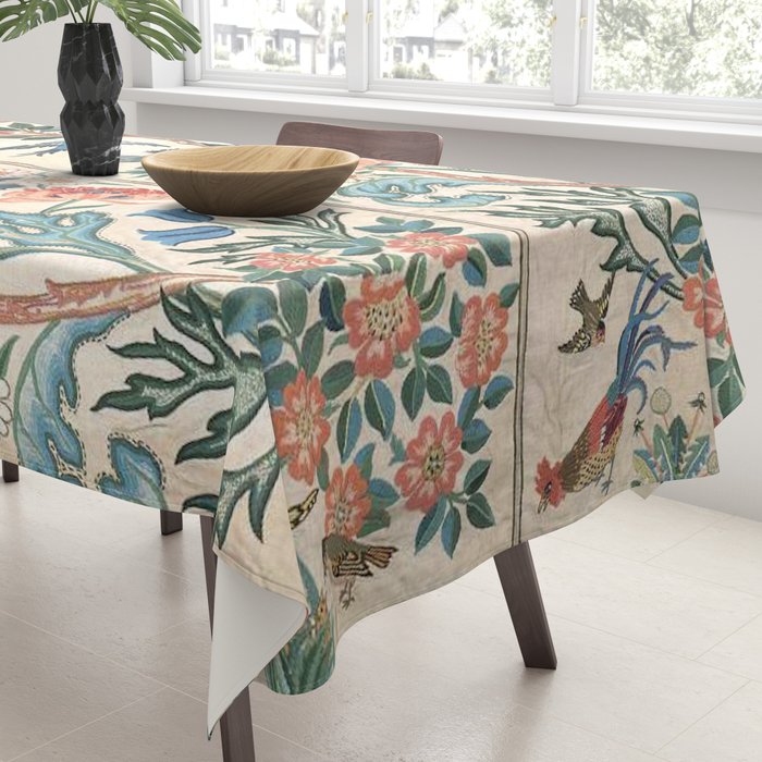 William Morris & May Morris Antique Chinoiserie Floral Tablecloth Gallery Image 3