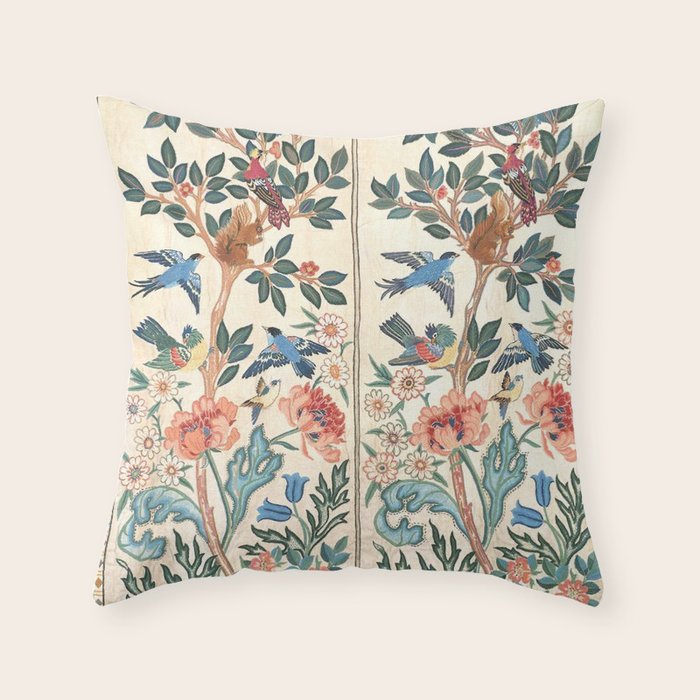 William Morris & May Morris Antique Chinoiserie Floral Throw Pillow Gallery Image 6