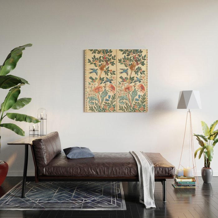 William Morris & May Morris Antique Chinoiserie Floral Wood Wall Art Gallery Image 2