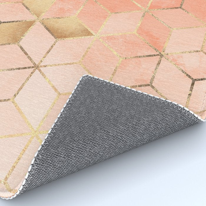 Soft Peach Gradient Cubes Rug Gallery Image 4