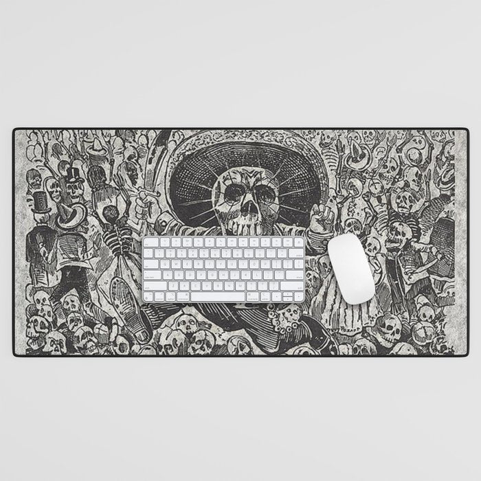 Calavera Oaxaqueña - Día de los Muertos - Mexican Day of the Dead by Jose Guadalupe Posada Desk Mat Gallery Image 1