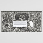 Calavera Oaxaqueña - Día de los Muertos - Mexican Day of the Dead by Jose Guadalupe Posada Desk Mat Gallery Image 1