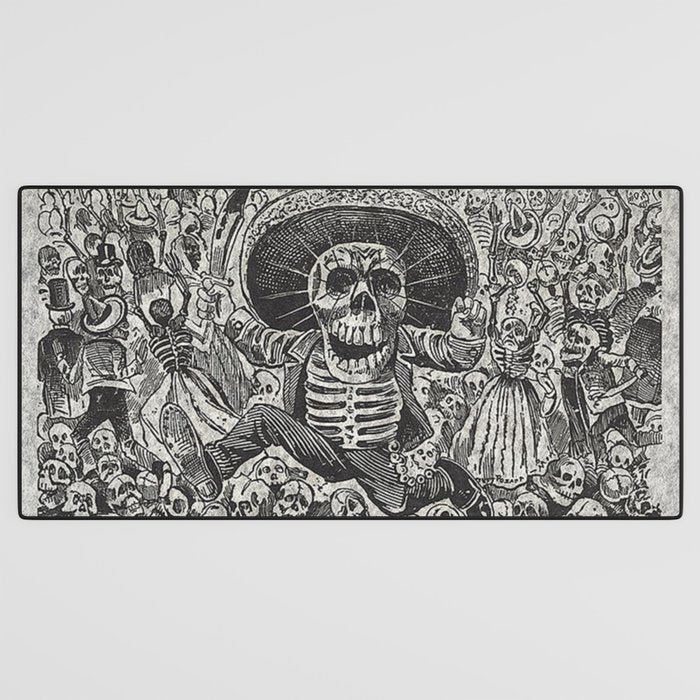 Calavera Oaxaqueña - Día de los Muertos - Mexican Day of the Dead by Jose Guadalupe Posada Desk Mat Gallery Image 3