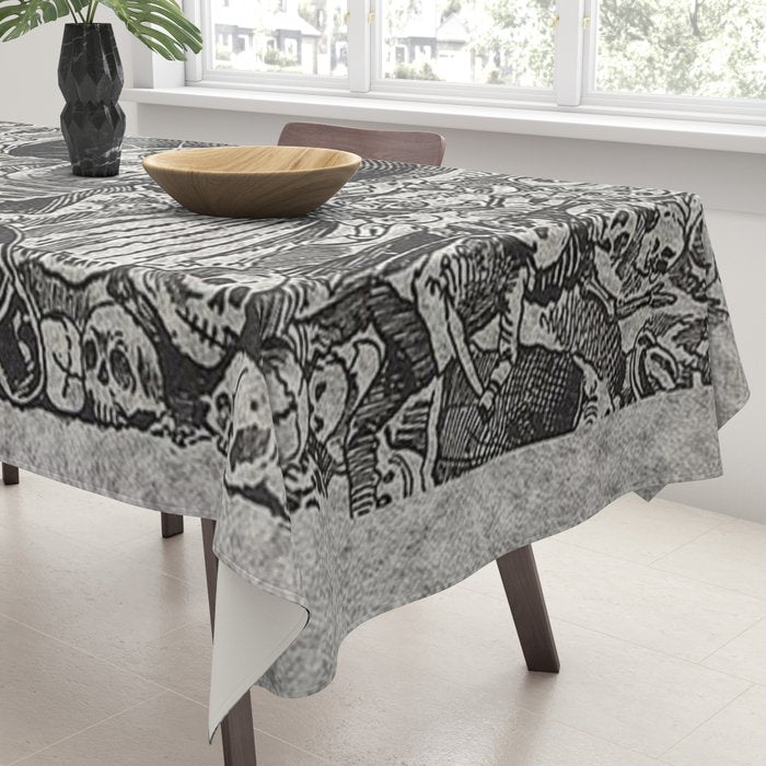 Calavera Oaxaqueña - Día de los Muertos - Mexican Day of the Dead by Jose Guadalupe Posada Tablecloth Gallery Image 3