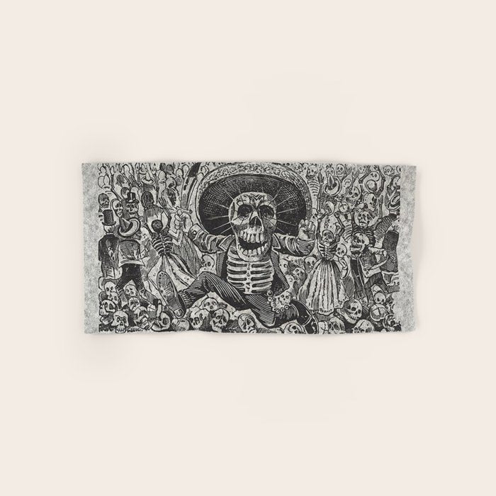 Calavera Oaxaqueña - Día de los Muertos - Mexican Day of the Dead by Jose Guadalupe Posada Bath Towel Gallery Image 1