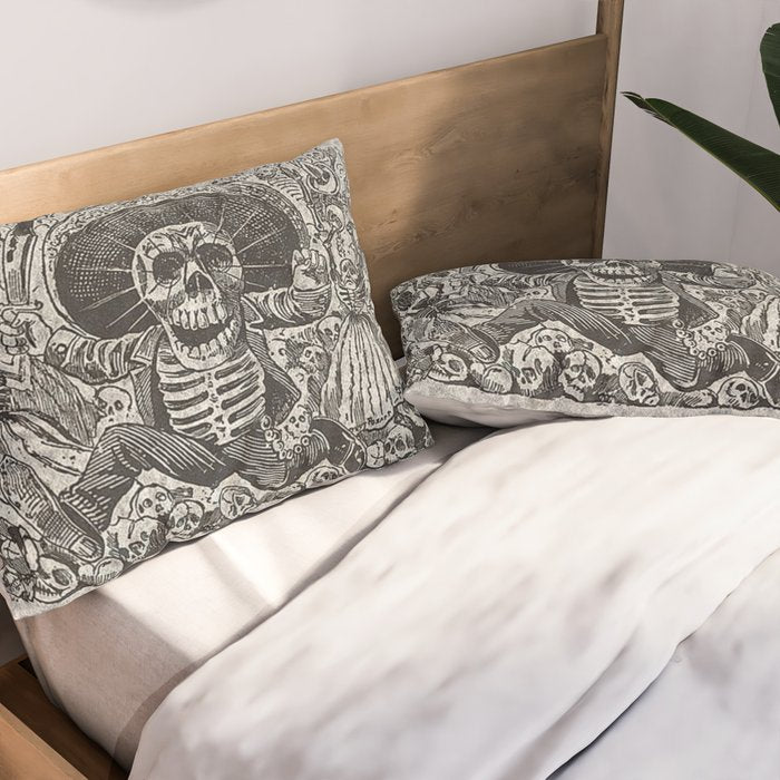 Calavera Oaxaqueña - Día de los Muertos - Mexican Day of the Dead by Jose Guadalupe Posada Pillow Sham Gallery Image 2