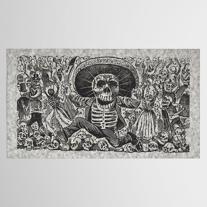 Calavera Oaxaqueña - Día de los Muertos - Mexican Day of the Dead by Jose Guadalupe Posada Tablecloth Gallery Image 2