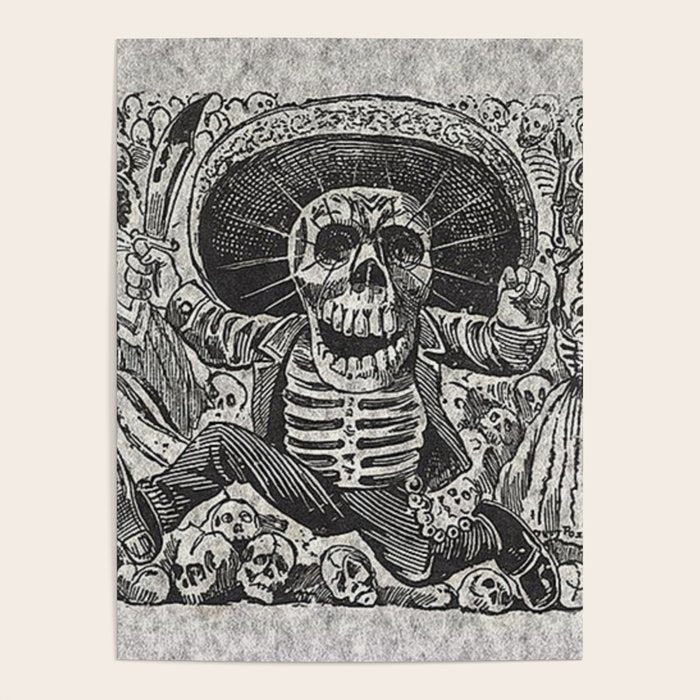 Calavera Oaxaqueña - Día de los Muertos - Mexican Day of the Dead by Jose Guadalupe Posada Poster Gallery Image 4