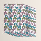 Retro Palm Springs vibes // white background highball green peacock blue and dry rose palm trees oxford navy blue lines Wrapping Paper Gallery Image 3