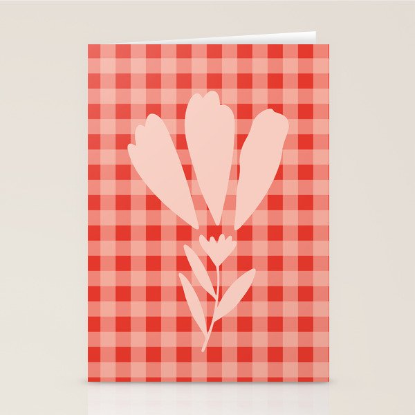 Gingham Plaid Red and Pink  Stationery Card Gallery Image 1