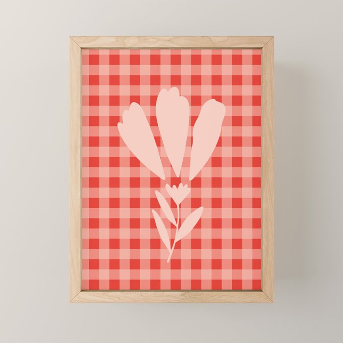 Gingham Plaid Red and Pink  Mini Art Print Gallery Image 1