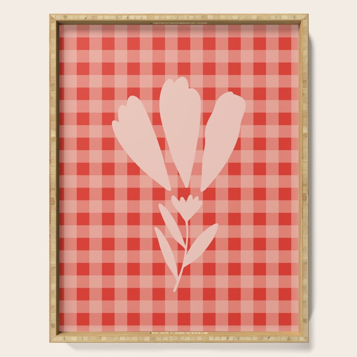 Gingham Plaid Red and Pink  Serving Tray Gallery Image 1
