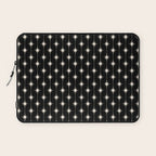 Mid Century Modern Atomic Stars and Dots Pattern in Black and Almond Cream Laptop Sleeve Gallery Image 1