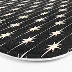 Mid Century Modern Atomic Stars and Dots Pattern in Black and Almond Cream Bath Mat Gallery Image 3