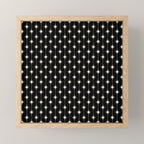 Mid Century Modern Atomic Stars and Dots Pattern in Black and Almond Cream Mini Art Print Gallery Image 1