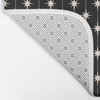 Mid Century Modern Atomic Stars and Dots Pattern in Black and Almond Cream Bath Mat Gallery Image 2