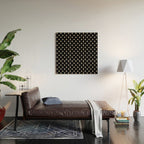 Mid Century Modern Atomic Stars and Dots Pattern in Black and Almond Cream Wood Wall Art Gallery Image 2
