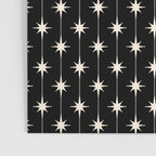 Mid Century Modern Atomic Stars and Dots Pattern in Black and Almond Cream Poster Gallery Image 3
