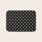 Mid Century Modern Atomic Stars and Dots Pattern in Black and Almond Cream Bath Mat Gallery Image 1