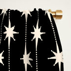 Mid Century Modern Atomic Stars and Dots Pattern in Black and Almond Cream Window Curtain Gallery Image 2