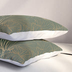 Decorative Nature Pattern, Floral Prints, Green and Gold Pillow Sham Gallery Image 3