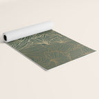 Decorative Nature Pattern, Floral Prints, Green and Gold Yoga Mat Gallery Image 2