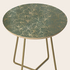 Decorative Nature Pattern, Floral Prints, Green and Gold Side Table Gallery Image 2