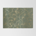 Decorative Nature Pattern, Floral Prints, Green and Gold Rug Gallery Image 2
