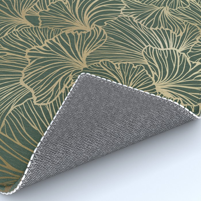 Decorative Nature Pattern, Floral Prints, Green and Gold Rug Gallery Image 4
