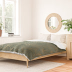 Decorative Nature Pattern, Floral Prints, Green and Gold Duvet Cover Gallery Image 2