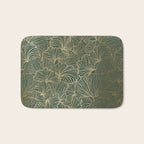 Decorative Nature Pattern, Floral Prints, Green and Gold Bath Mat Gallery Image 1