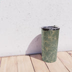 Decorative Nature Pattern, Floral Prints, Green and Gold Travel Mug Gallery Image 4