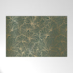 Decorative Nature Pattern, Floral Prints, Green and Gold Welcome Mat Gallery Image 1