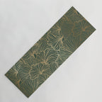 Decorative Nature Pattern, Floral Prints, Green and Gold Yoga Mat Gallery Image 1