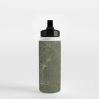 Decorative Nature Pattern, Floral Prints, Green and Gold Water Bottle Gallery Image 2
