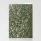 Decorative Nature Pattern, Floral Prints, Green and Gold Stationery Card Gallery Image 2