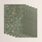 Decorative Nature Pattern, Floral Prints, Green and Gold Wrapping Paper Gallery Image 3