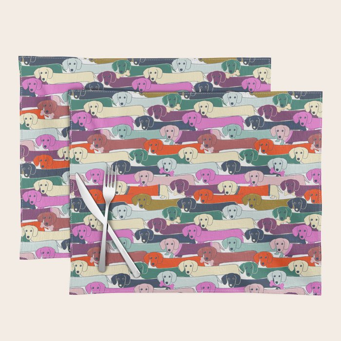 colored doggie pattern Placemat Gallery Image 1