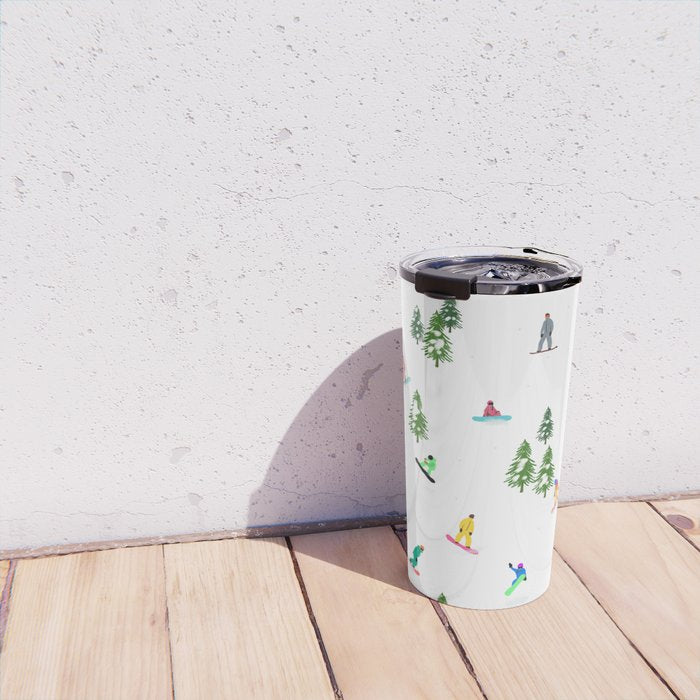 Aerial downhill snowboarders illustration Travel Mug Gallery Image 4