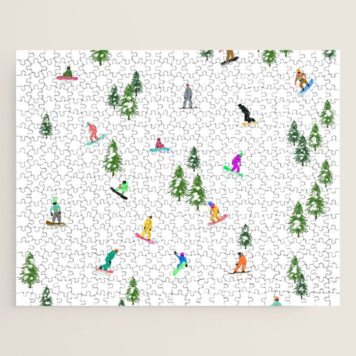 Aerial downhill snowboarders illustration Jigsaw Puzzle Gallery Image 1