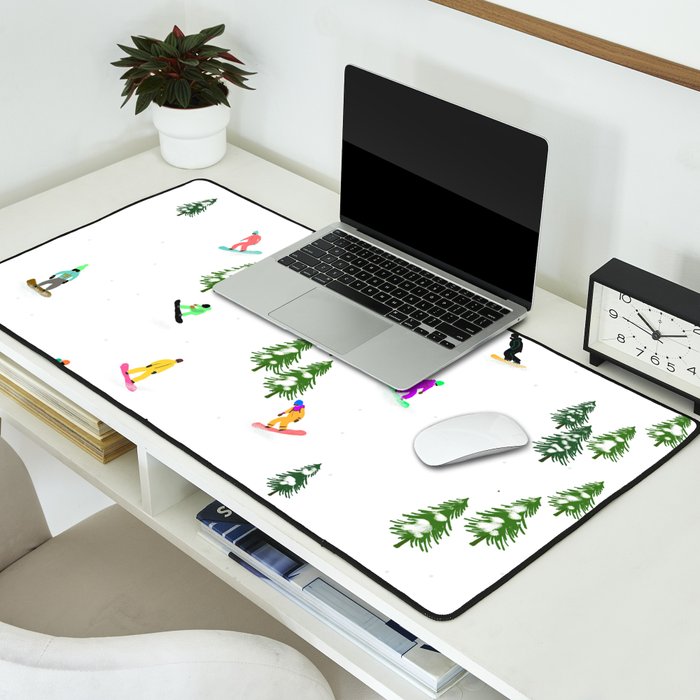 Aerial downhill snowboarders illustration Desk Mat Gallery Image 2