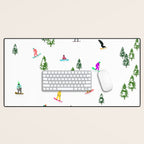 Aerial downhill snowboarders illustration Desk Mat Gallery Image 1