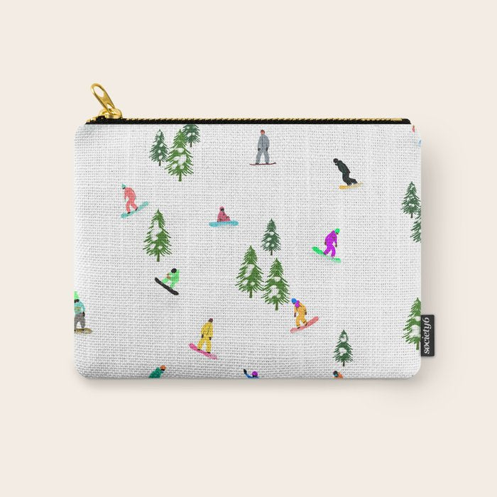 Aerial downhill snowboarders illustration Carry All Pouch Gallery Image 1
