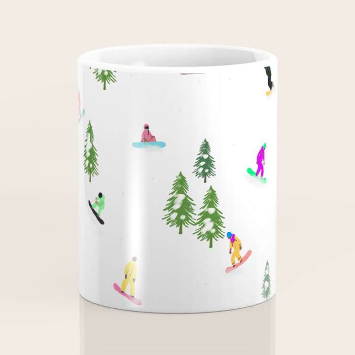 Aerial downhill snowboarders illustration Coffee Mug Gallery Image 4