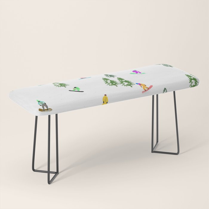 Aerial downhill snowboarders illustration Bench Gallery Image 1